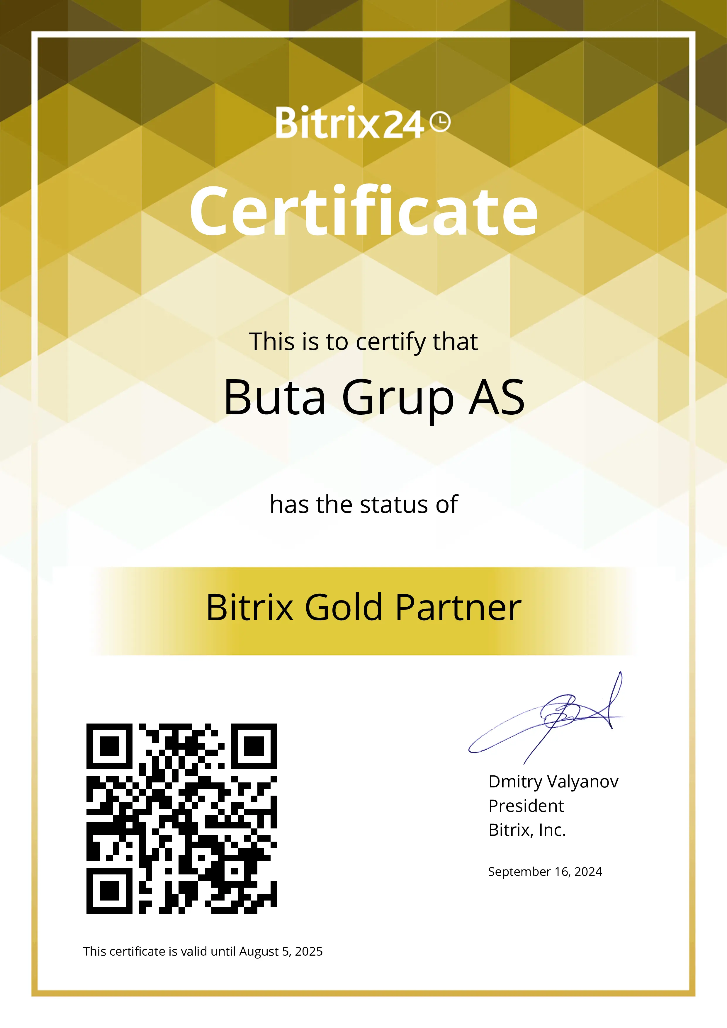 bitrix24 CERTIFICATE